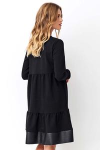 Expanded Black Dress with Eco-leather
