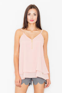 Pink Two Layers Spaghetti Straps Top