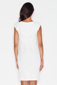 Ecru Straight Midi Dress with Stitching