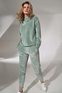 Mint Green Velveteen Hooded Sport Blouse