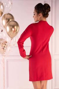 Red Formal Dress with Lace Neck