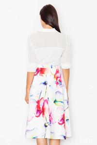 White&Red Midi Flared Skirt