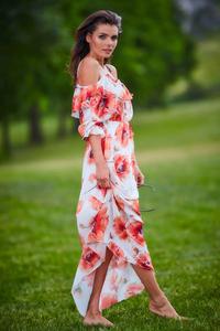 Maxi Dress Red Flowers Sleeveless