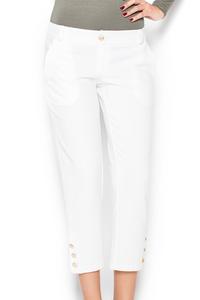 Ecru 7/8 Simple Pencil Pants with Glod Buttons