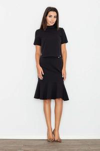 Black Short Sleeves Tourtleneck Blouse