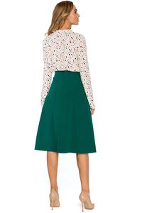 Green Flared Classic Midi Skirt