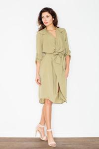 Green Coat Style Belted Dress