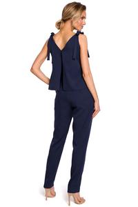 Dark Blue Elegant Ladies Jumpsuit with Bows