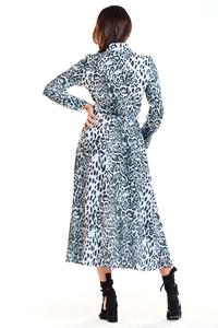 White and Black Long Leopard Shirt Dress