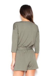 Olive Green Wrap Front Summer Jumpsuit