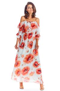 Maxi Dress Red Flowers Sleeveless