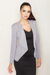 Grey Long Lapels Blazer with V-Front Hemline