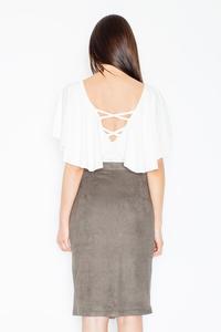 Olive Green Snaps Closure Pencil Skirt