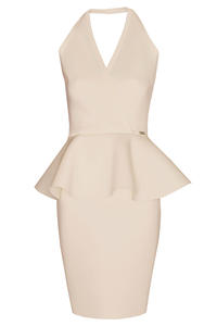 Beige Stylish Coctail Peplum Dress