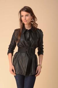 Plain Black Leather Shirt