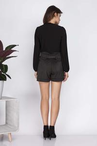 Black Suede High Waist Shorts