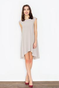 Beige Asymmetric Hem Romantic Swing Dress
