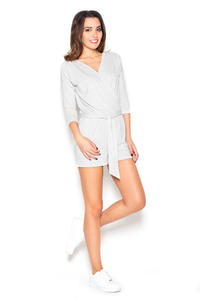 Light Grey Wrap Front Summer Jumpsuit