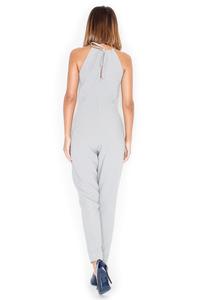 Grey Elegant Chain Halterneck Long Legs Jumpsuit