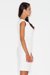 Ecru Straight Midi Dress with Stitching
