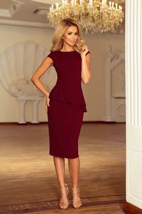 Maroon Peplum Dress Asymmetrical Cut