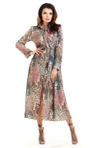 Long Brown Leopard Shirt Dress
