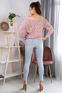 Openwork sweater with a V-neckline - Powder