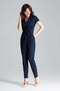 Nevy Blue Elegant Suit with Envelope Neckline