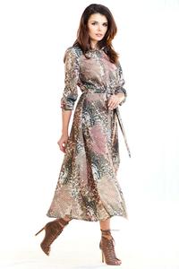 Long Brown Leopard Shirt Dress