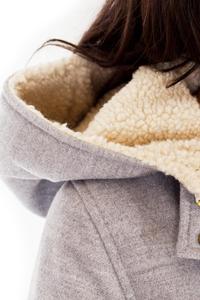 Grey Winter Hooded Snaps Closure Parka Jacket