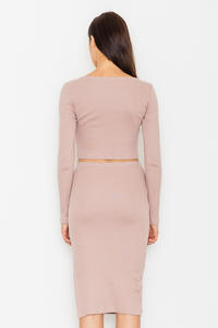 Light Pink Two Pieces Set Short Top+Pencil Skirt