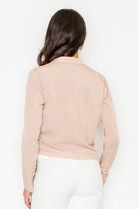 Beige Chic Wrap Design Self Tie Bow Blouse