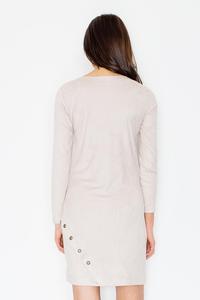 Beige Round Rivets Casual Dress