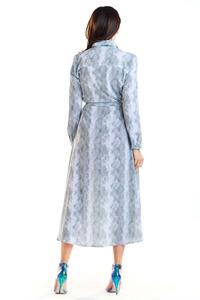 Gray Long Leopard Shirt Dress