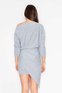 Grey Asymetrical Mini Boat Neckline Dress
