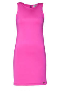 Fuchsia Sleeveless Chic Dress with Back Zipper Fastening