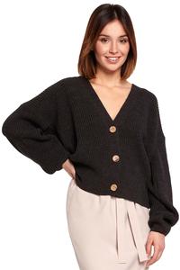 Dark Grey V-Neck Short Cardigan