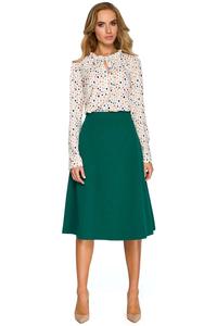 Green Flared Classic Midi Skirt