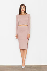 Light Pink Two Pieces Set Short Top+Pencil Skirt