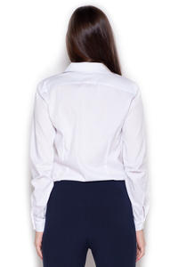 White Collared Body Suit Shirt with Long Sleeves