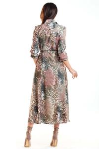 Long Brown Leopard Shirt Dress