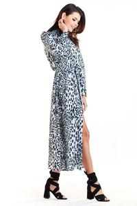 White and Black Long Leopard Shirt Dress