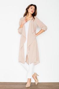 Beige Coat Style Belted Dress