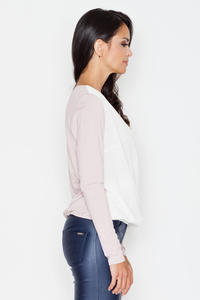Pink Long Sleeves V-Neckline Blouse