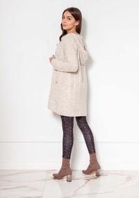 Unfastened hooded sweater with braids - Beige