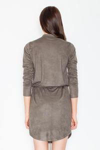 Olive Green Snaps Closure Mini Dress