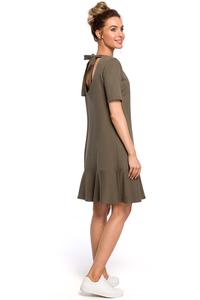 Green Romantic Dress with Tying at the Neck of the Letter A