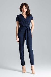 Nevy Blue Elegant Suit with Envelope Neckline