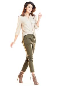Khaki Casual Pants with Stripes