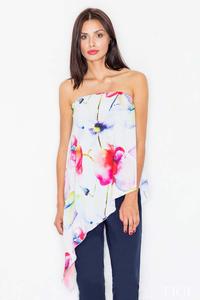 Two Pieces Jumpsuit Flowered Top and Navy Plain Bottom